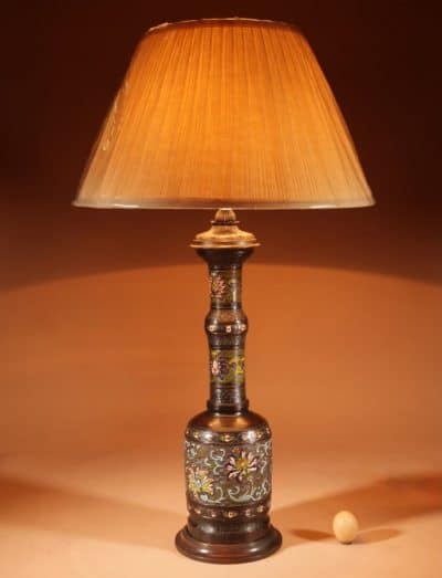 Original Impressive Champlevé Japanese bronze table lamp.