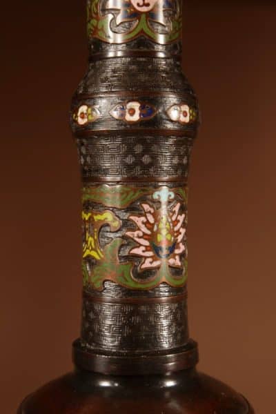 Original Impressive Champlevé Japanese bronze table lamp. - Image 2