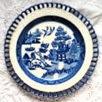 Antique English Victorian Blue and White Transfer “Willow” Pattern Dessert Plate Antique Ceramics