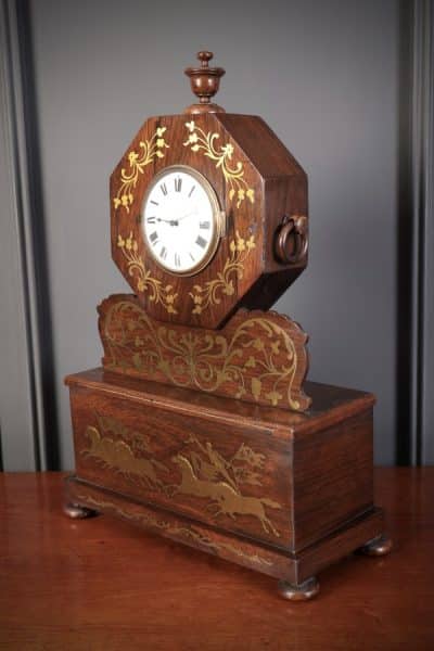Regency Brass Inlaid Rosewood Mantel Clock - Image 8