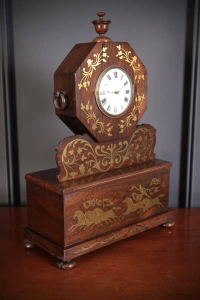 Regency Brass Inlaid Rosewood Mantel Clock - Image 11