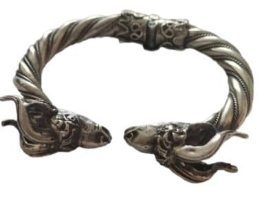 Antique Victorian Silver Ram's Head Bracalet.