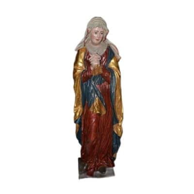 17th Century Large Polychroming Statue of Saint MARY, Restored.