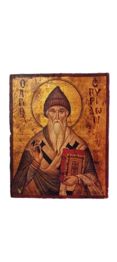 Antique Icon on Board, SAINT SPYRIDON