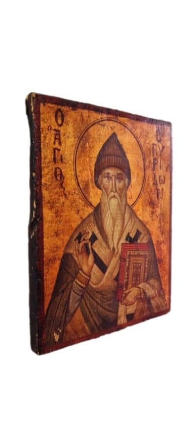 Antique Icon on Board, SAINT SPYRIDON - Image 2