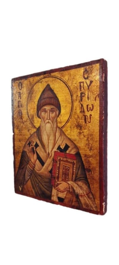 Antique Icon on Board, SAINT SPYRIDON - Image 3