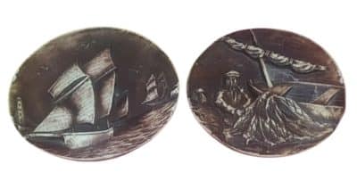 16th Century Two piece Sailor Ivory Carved-Painted, Signed.