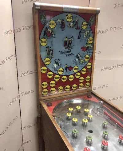 1938 Wooden BRILLANT TORERO PINBALL, Played a few times, Museum piece... - Image 5