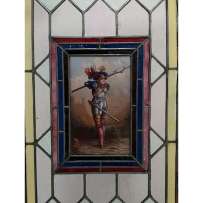 A pair of Antique Stained Glass Depicting a Solider - Image 8