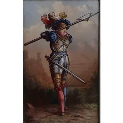A pair of Antique Stained Glass Depicting a Solider - Image 7