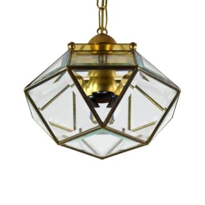 Mid 20th Century Glass & Brass Latern - Image 4