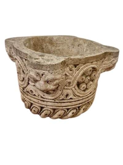 Antique Venetian Oyster-Stoneware Bowl With a Lions Head. - Image 4