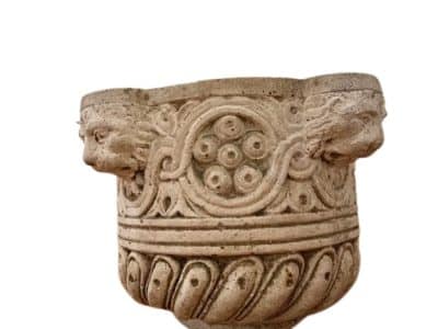 Antique Venetian Oyster-Stoneware Bowl With a Lions Head. - Image 3