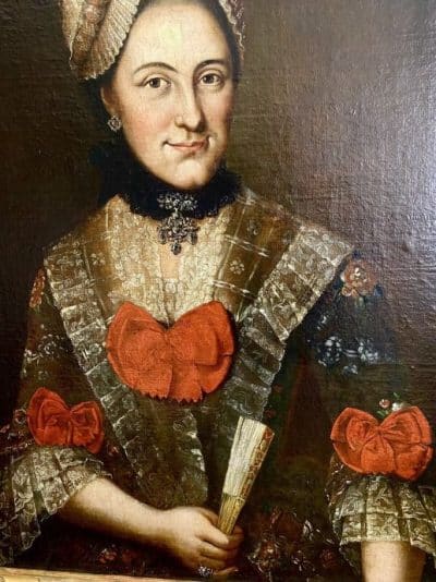 Antique Baroque Portrait, Oil on Canvas, 18th Century (Altpernstein Castle-Austria) - Image 3