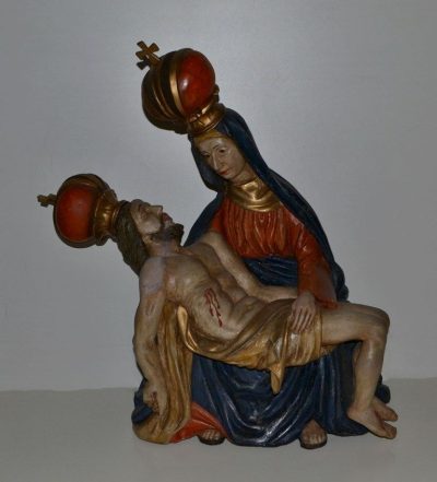 Antique Wooden PIETA, Orginal Polychroming