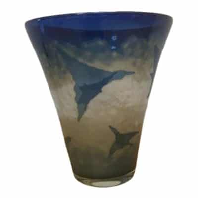 KYOTO, Japan Art Glass Vase,Signed. - Image 2