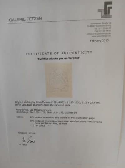 Pablo Picasso With Certificate - Image 2