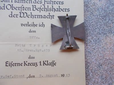 WW2 German 1.Class Iron Cross With Document - Image 2