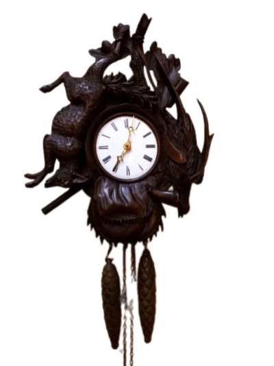 19th Century SCHWARZWALD Hunting Wall Clock