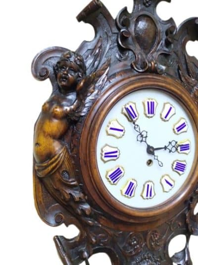 19th Century French Carved Wall Clock - Image 3