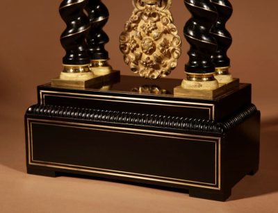 An Original Ebonised and Brass Inlayed French Portico Clock circa:1870 - Image 6