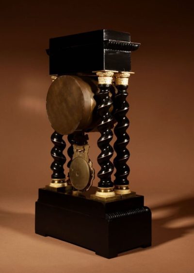 An Original Ebonised and Brass Inlayed French Portico Clock circa:1870 - Image 2