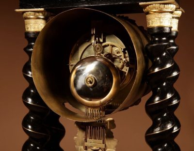 An Original Ebonised and Brass Inlayed French Portico Clock circa:1870 - Image 3