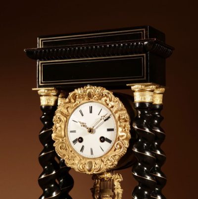 An Original Ebonised and Brass Inlayed French Portico Clock circa:1870 - Image 4
