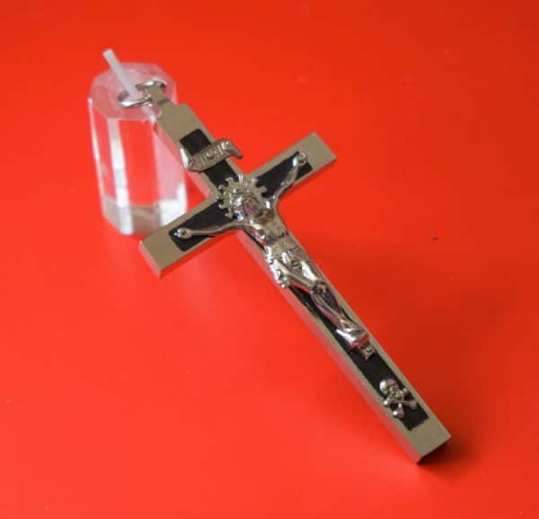 SALE - Vintage Large Heavy White Metal Crucifix