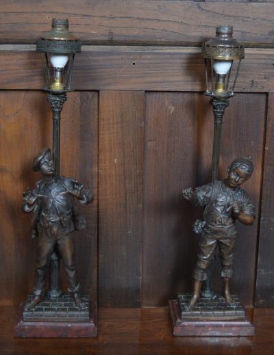 Pair Of French Eutrope Bouret Spelter Lamps SAI3538 - Image 2