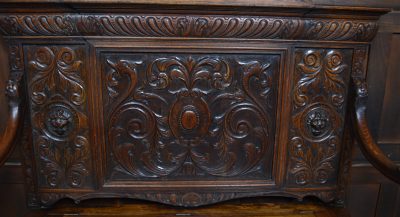 Victorian Green Man Oak Monk Bench SAI3544 - Image 4