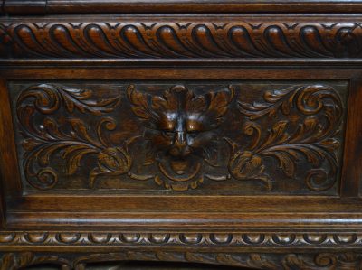Victorian Green Man Oak Monk Bench SAI3544 - Image 6