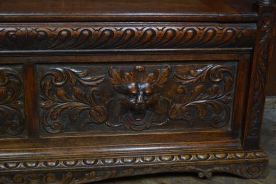 Victorian Green Man Oak Monk Bench SAI3544 - Image 7