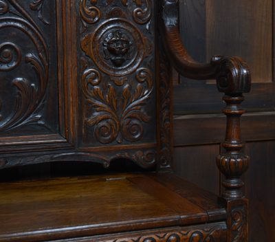 Victorian Green Man Oak Monk Bench SAI3544 - Image 8