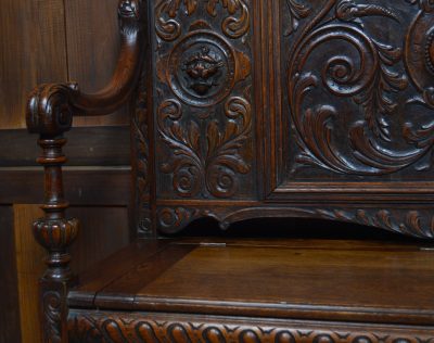 Victorian Green Man Oak Monk Bench SAI3544 - Image 9