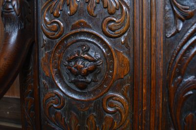 Victorian Green Man Oak Monk Bench SAI3544 - Image 13