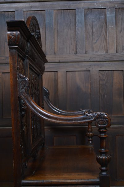 Victorian Green Man Oak Monk Bench SAI3544 - Image 17