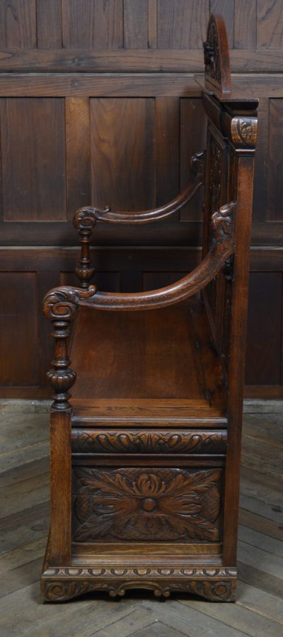 Victorian Green Man Oak Monk Bench SAI3544 - Image 19