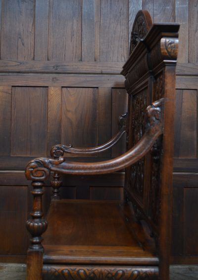 Victorian Green Man Oak Monk Bench SAI3544 - Image 20