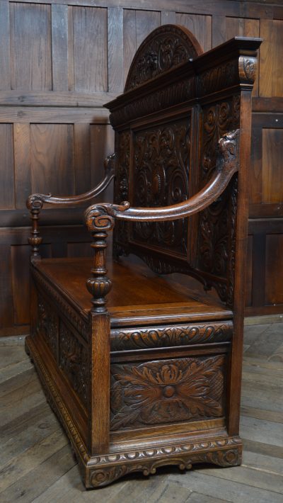 Victorian Green Man Oak Monk Bench SAI3544 - Image 21