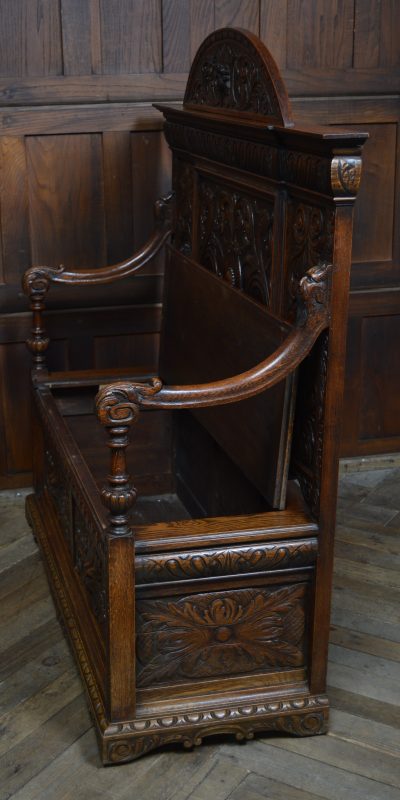 Victorian Green Man Oak Monk Bench SAI3544 - Image 22