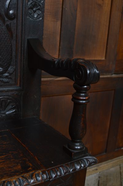 Victorian Oak Monk Bench / Settle SAI3547 - Image 6