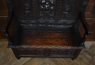 Victorian Oak Monk Bench / Settle SAI3547 - Image 8