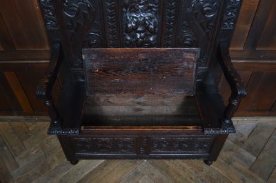 Victorian Oak Monk Bench / Settle SAI3547 - Image 9