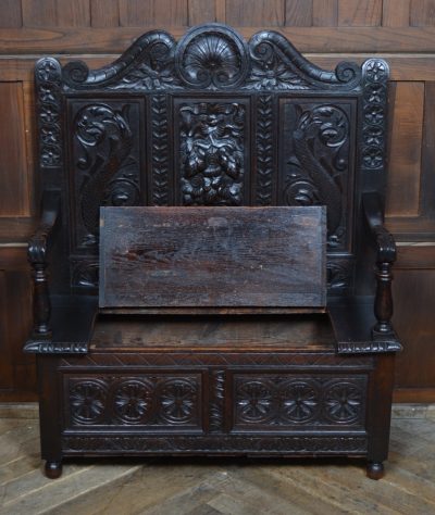 Victorian Oak Monk Bench / Settle SAI3547 - Image 10