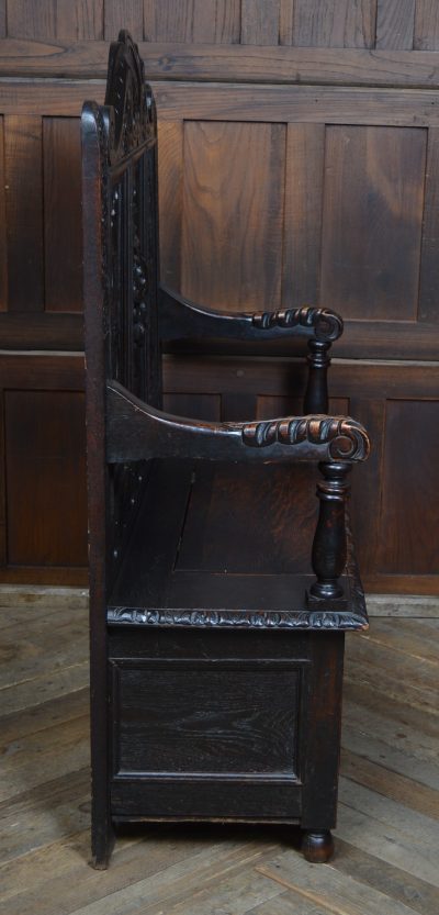Victorian Oak Monk Bench / Settle SAI3547 - Image 11