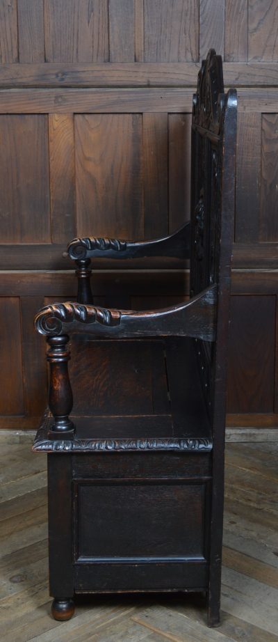 Victorian Oak Monk Bench / Settle SAI3547 - Image 13