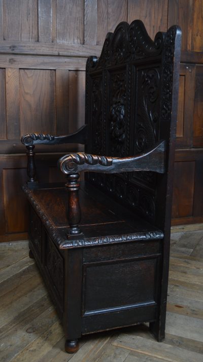 Victorian Oak Monk Bench / Settle SAI3547 - Image 14