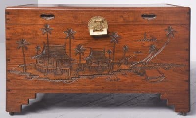 Chinese Carved Teak & Camphor Kist - Image 8