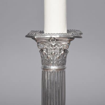 Pair of Silver-Plated Corinthian Table Lamps - Image 2